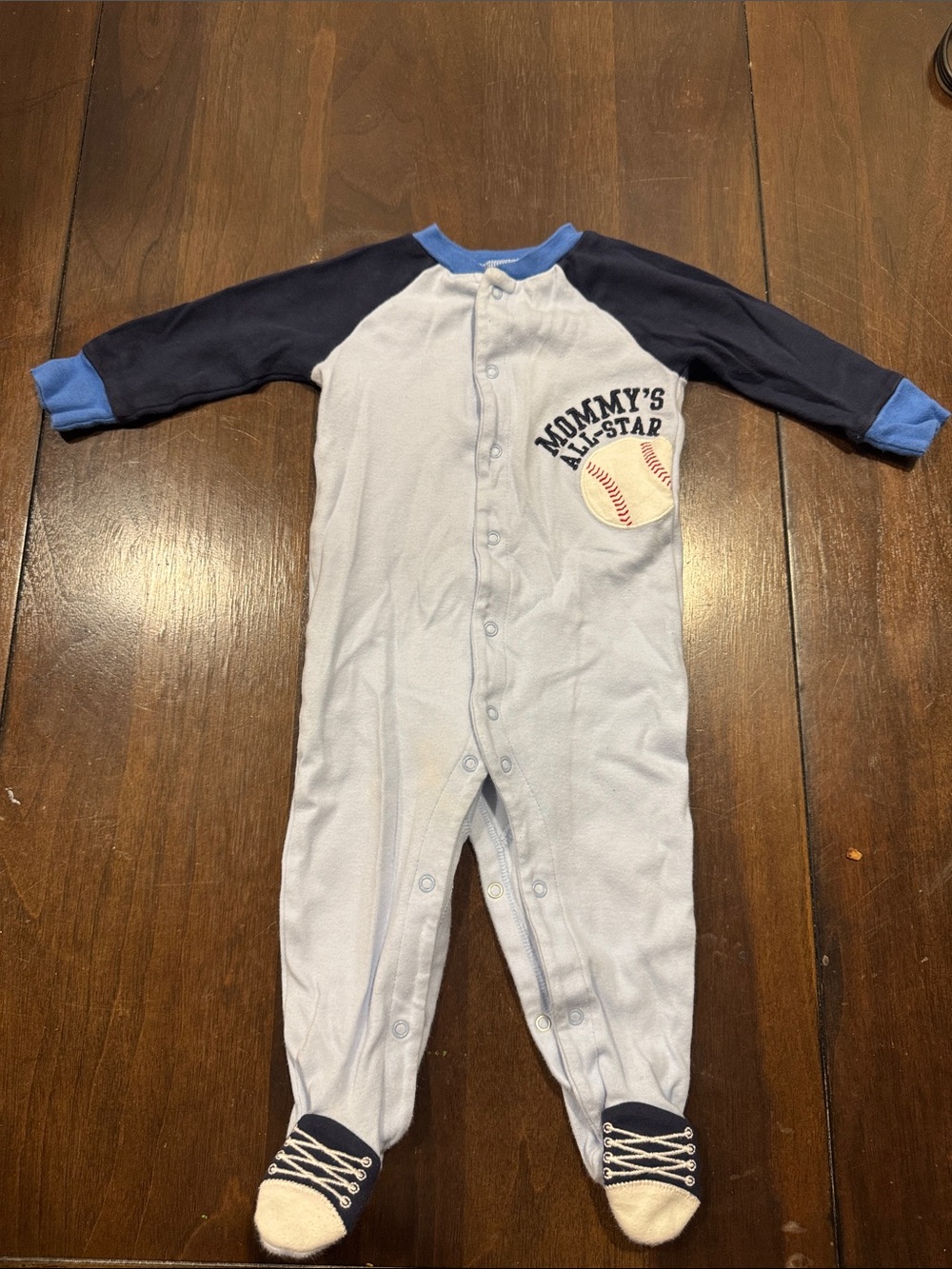The Children's Place Light Blue & Navy 'Mommy's All-Star' Footed One-Piece
